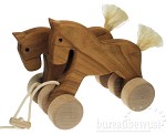 houten trekfiguur 'Dubbel Paard'